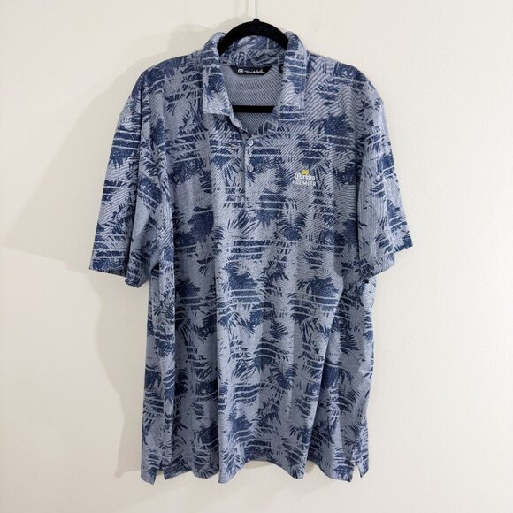 Travis Mathew Blue Palm Tree Print Golf Polo Men's Size XXXL Corona Premier Logo - Picture 8 of 8